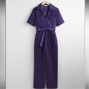 NWT size 10 & Other Stories Purple Short-Sleeve Corduroy Jumpsuit